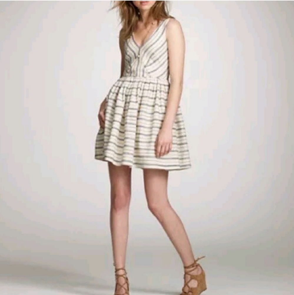 J Crew Schuyler Indigo Stripe Dress Sz 10